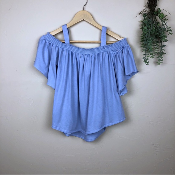 We the Free | Baby Blue Cold Shoulder Top - Picture 3 of 5